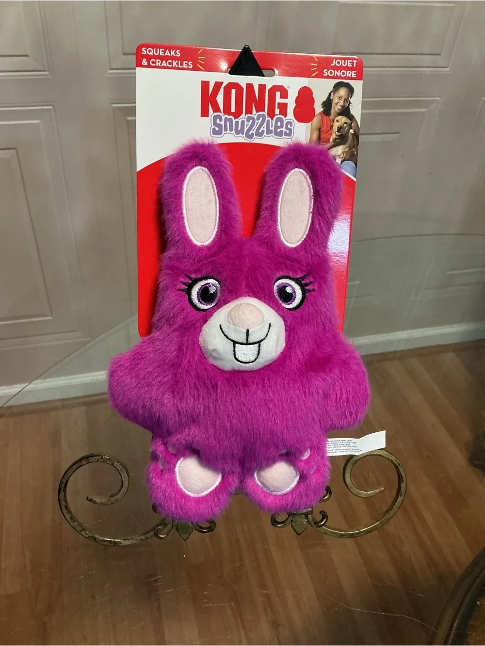 Kong Snuzzles Bunny Plush Dog Toy Squeaky Medium Crinkly Comfort
